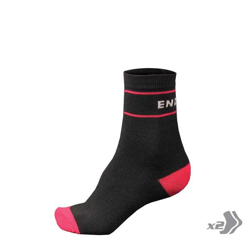 Wms Retro Sock Twin Pack Black one size