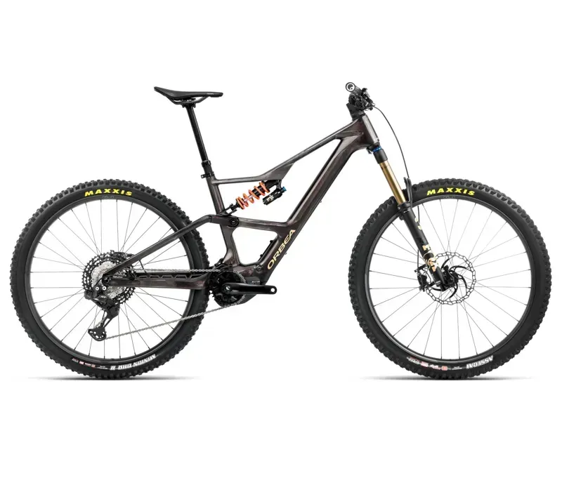Orbea Rise Lt M-Team 420Wh E-Mountain Bike In Cosmic Carbon View/Golden Sand Gloss